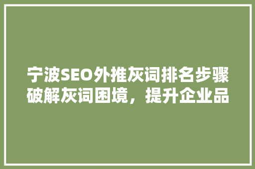 宁波SEO外推灰词排名步骤破解灰词困境，提升企业品牌知名度