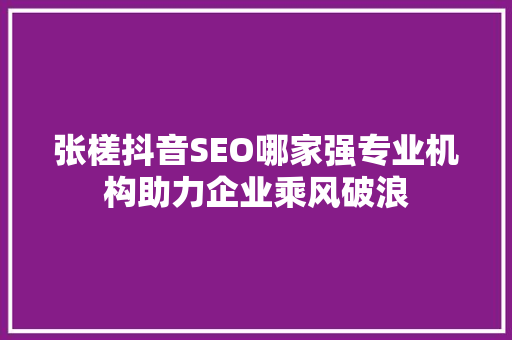 张槎抖音SEO哪家强专业机构助力企业乘风破浪
