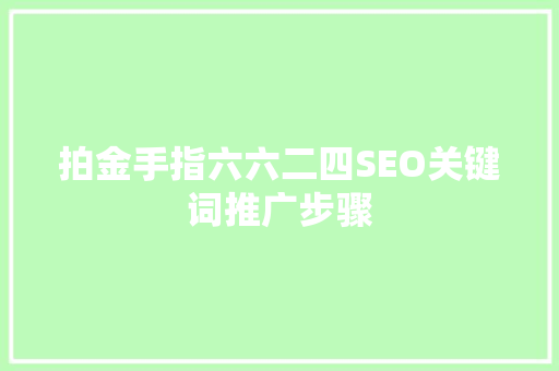 拍金手指六六二四SEO关键词推广步骤
