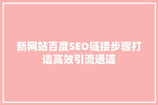 新网站百度SEO链接步骤打造高效引流通道