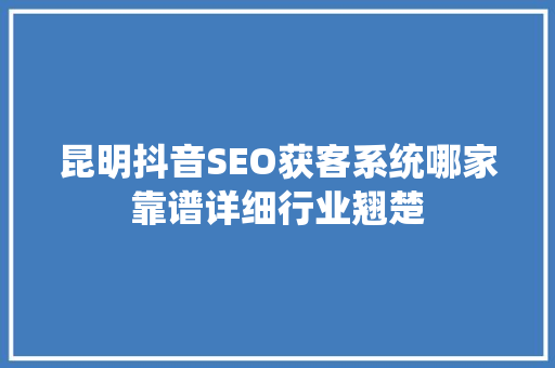 昆明抖音SEO获客系统哪家靠谱详细行业翘楚