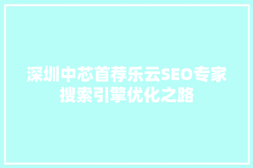 深圳中芯首荐乐云SEO专家搜索引擎优化之路  第1张