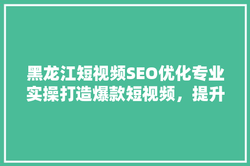 黑龙江短视频SEO优化专业实操打造爆款短视频，提升品牌影响力