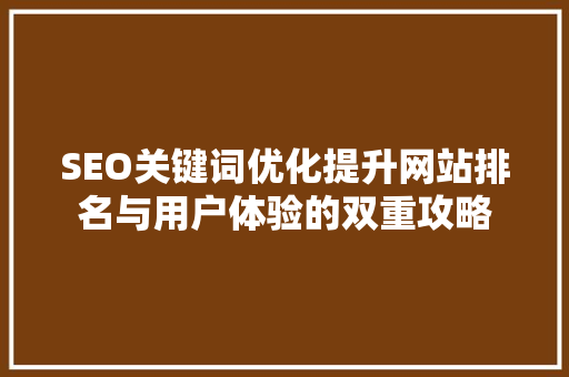 SEO关键词优化提升网站排名与用户体验的双重攻略