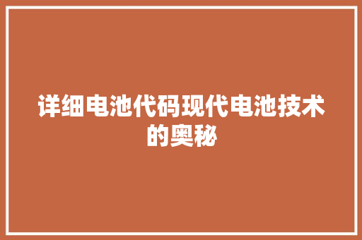 详细电池代码现代电池技术的奥秘