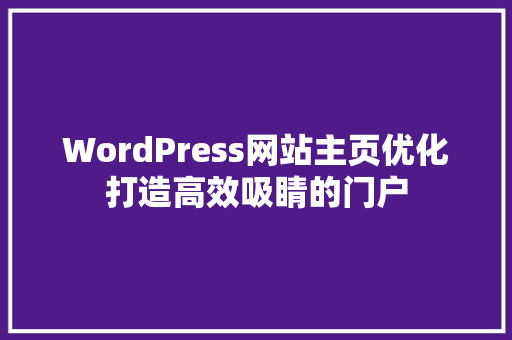 WordPress网站主页优化打造高效吸睛的门户