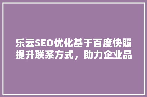 乐云SEO优化基于百度快照提升联系方式，助力企业品牌形象塑造