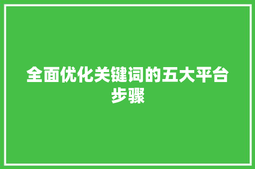 全面优化关键词的五大平台步骤