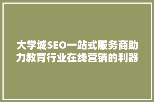 大学城SEO一站式服务商助力教育行业在线营销的利器