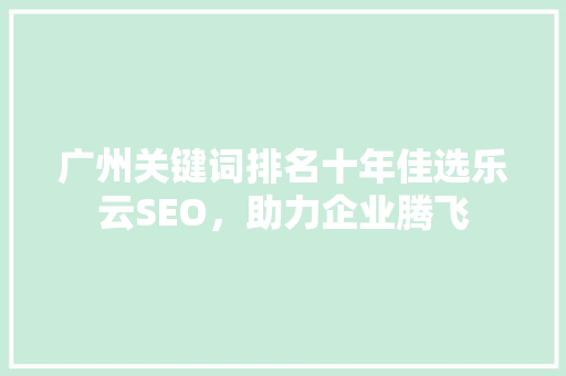 广州关键词排名十年佳选乐云SEO，助力企业腾飞