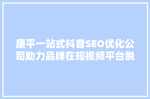 康平一站式抖音SEO优化公司助力品牌在短视频平台脱颖而出