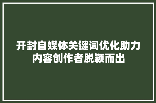 开封自媒体关键词优化助力内容创作者脱颖而出