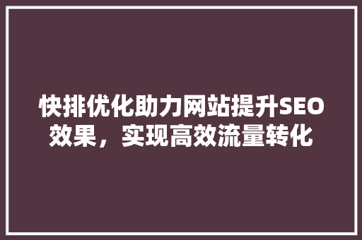 快排优化助力网站提升SEO效果，实现高效流量转化