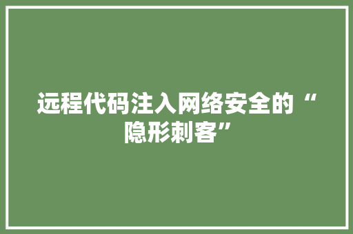 远程代码注入网络安全的“隐形刺客”
