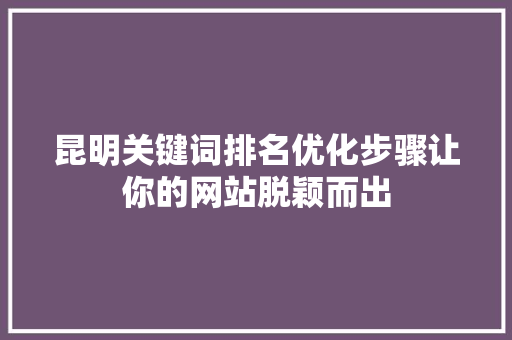 昆明关键词排名优化步骤让你的网站脱颖而出