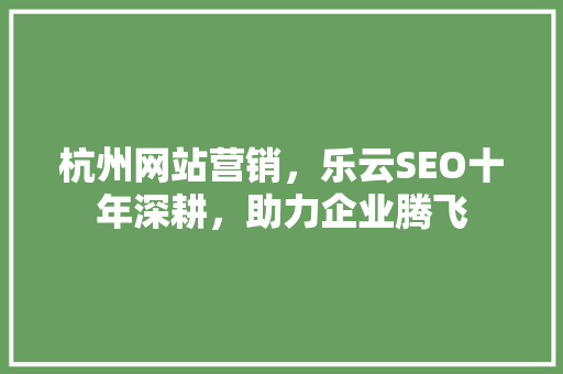 杭州网站营销，乐云SEO十年深耕，助力企业腾飞