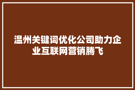 温州关键词优化公司助力企业互联网营销腾飞  第1张