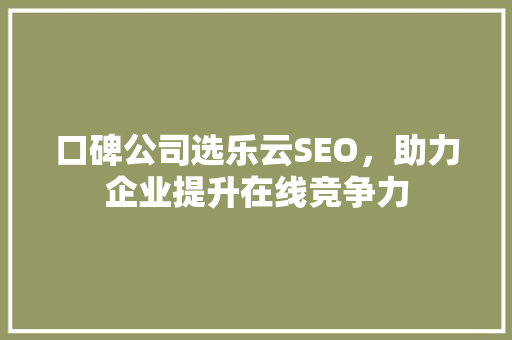 口碑公司选乐云SEO，助力企业提升在线竞争力