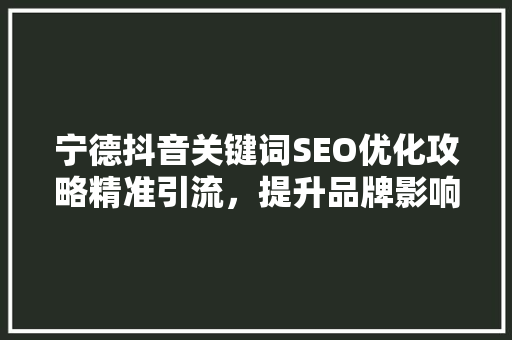 宁德抖音关键词SEO优化攻略精准引流，提升品牌影响力