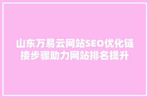 山东万易云网站SEO优化链接步骤助力网站排名提升