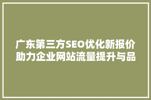 广东第三方SEO优化新报价助力企业网站流量提升与品牌价值增长