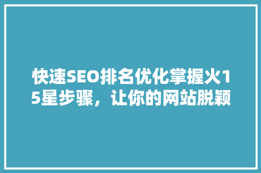 快速SEO排名优化掌握火15星步骤，让你的网站脱颖而出
