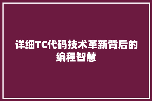 详细TC代码技术革新背后的编程智慧