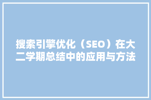搜索引擎优化（SEO）在大二学期总结中的应用与方法