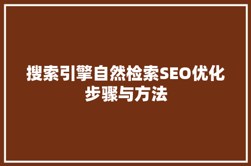 搜索引擎自然检索SEO优化步骤与方法
