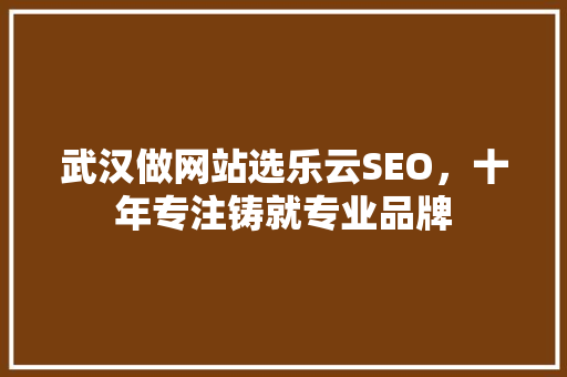武汉做网站选乐云SEO，十年专注铸就专业品牌