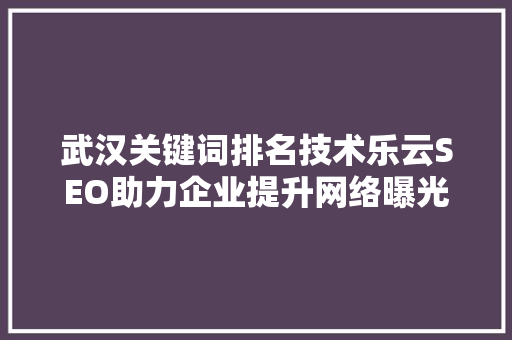 武汉关键词排名技术乐云SEO助力企业提升网络曝光度
