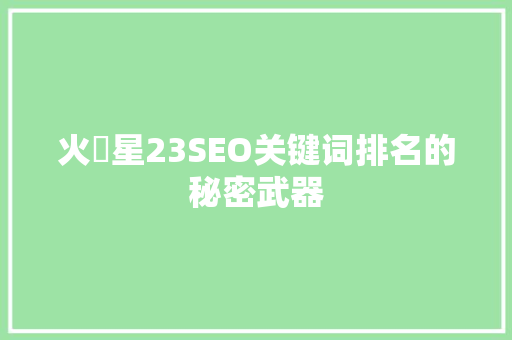 火乛星23SEO关键词排名的秘密武器