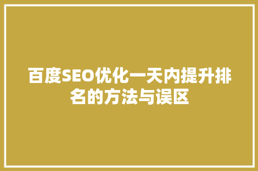 百度SEO优化一天内提升排名的方法与误区