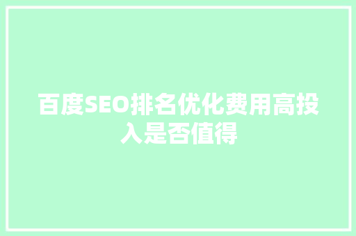 百度SEO排名优化费用高投入是否值得