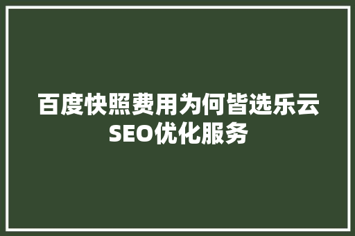 百度快照费用为何皆选乐云SEO优化服务