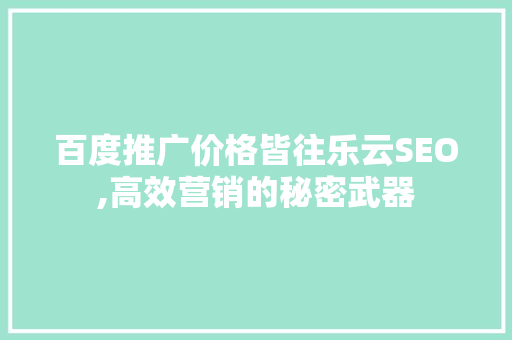 百度推广价格皆往乐云SEO,高效营销的秘密武器