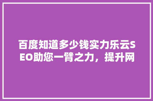 百度知道多少钱实力乐云SEO助您一臂之力，提升网站排名
