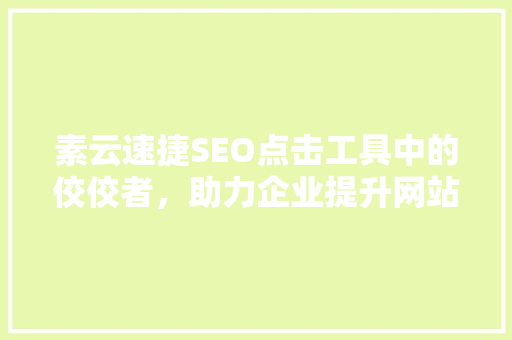 素云速捷SEO点击工具中的佼佼者，助力企业提升网站流量与转化率  第1张