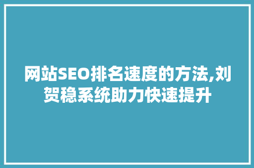 网站SEO排名速度的方法,刘贺稳系统助力快速提升