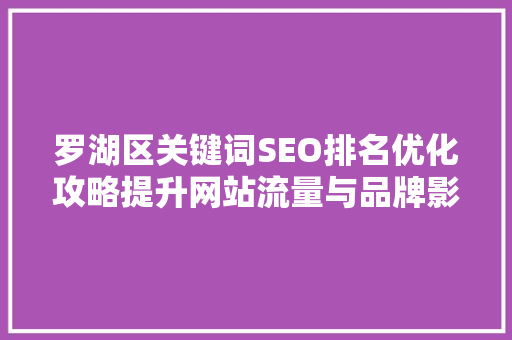 罗湖区关键词SEO排名优化攻略提升网站流量与品牌影响力