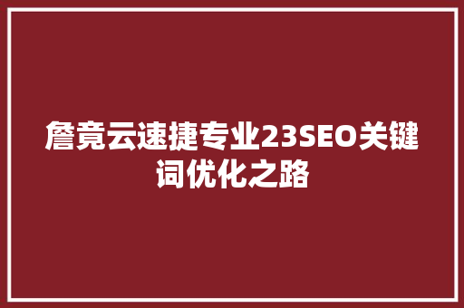 詹竟云速捷专业23SEO关键词优化之路