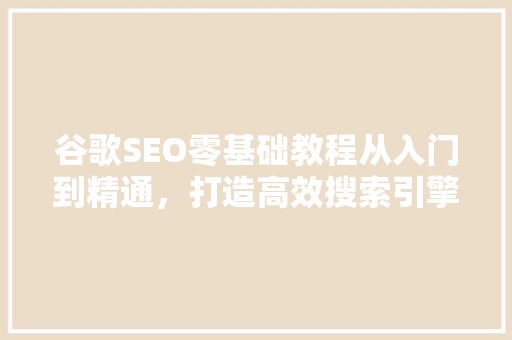 谷歌SEO零基础教程从入门到精通，打造高效搜索引擎优化步骤