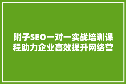 附子SEO一对一实战培训课程助力企业高效提升网络营销效果