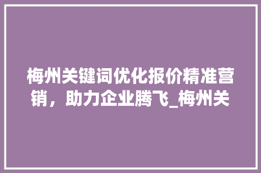 梅州关键词优化报价精准营销，助力企业腾飞_梅州关键词优化报价