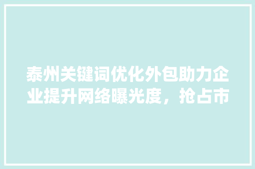 泰州关键词优化外包助力企业提升网络曝光度，抢占市场份额_泰州关键词优化外包  第1张