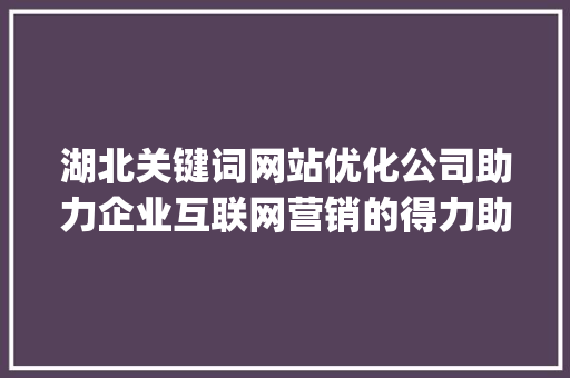 湖北关键词网站优化公司助力企业互联网营销的得力助手_湖北关键词网站优化公司