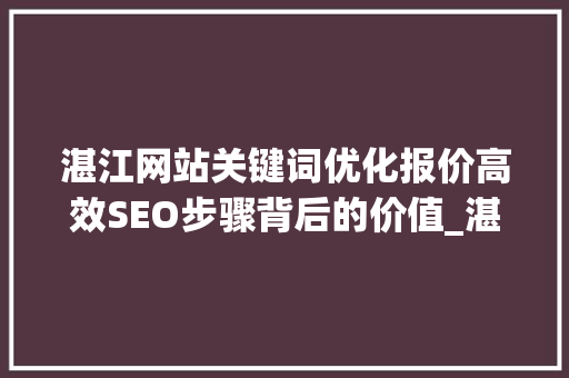 湛江网站关键词优化报价高效SEO步骤背后的价值_湛江网站关键词优化报价
