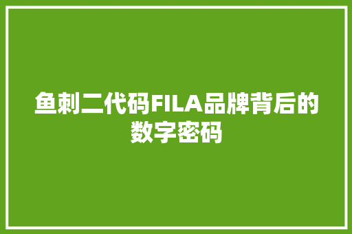 鱼刺二代码FILA品牌背后的数字密码