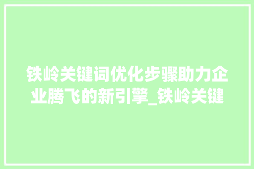 铁岭关键词优化步骤助力企业腾飞的新引擎_铁岭关键词优化方法