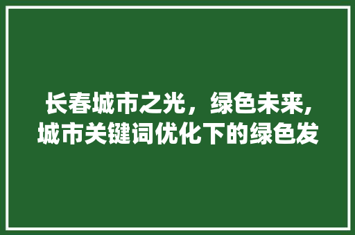长春城市之光，绿色未来,城市关键词优化下的绿色发展之路_长春关键词优化怎么选